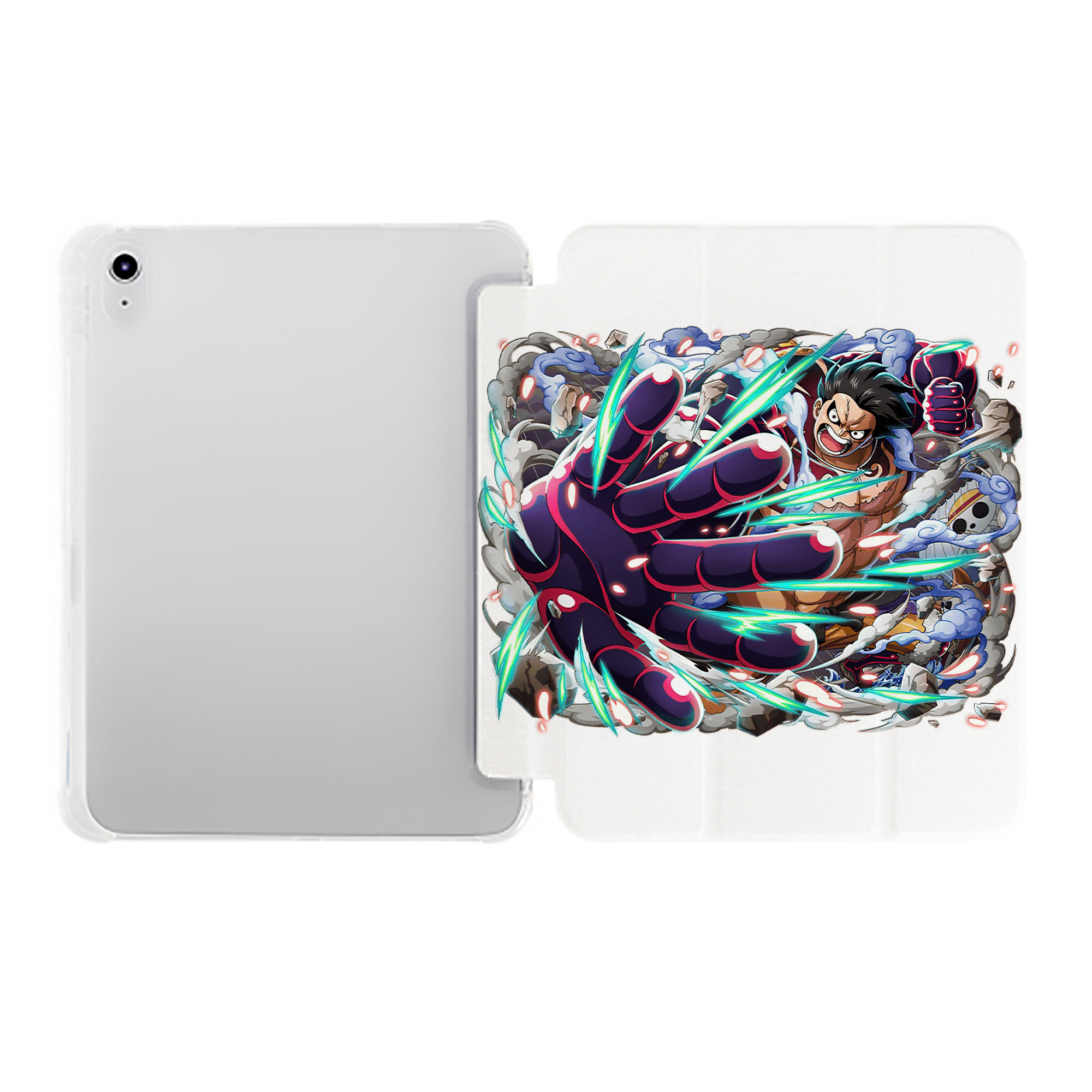 （画像用） ワンピース モンキー・D・ルフィ ONE PIECE Monkey D. Luffy IPad ケース ペン収納付き 三つ折りスタンド PUレザー×シリコン 対応機種9.5/10.5/10.9インチ